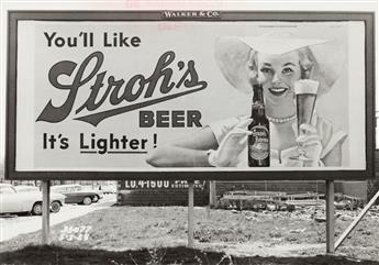 (BILLBOARDS--DETROIT, MICHIGAN) A selection of approximately 22 photographs depicting graphic ads for beer & televisions.